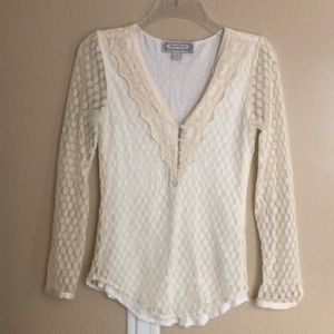 Beyond Vintage Cream Lace Long Sleeve